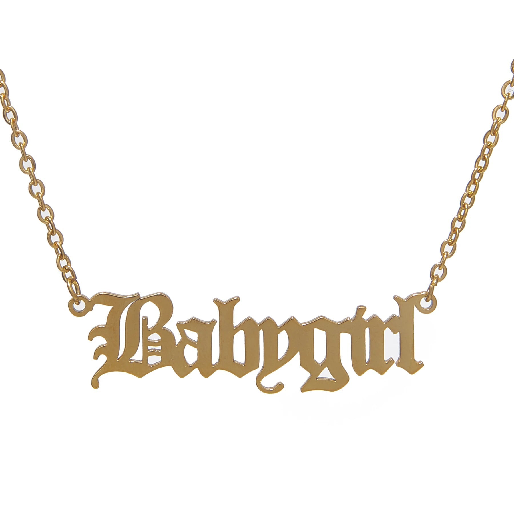 Babygirl Angel Old English Font Necklace Gold Dipped Handmade Custom Name  Necklace Sterling Silver Personalized Script Nameplate Jewelry Gift for  Girls and Women | Wish